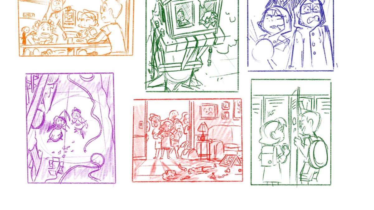 Illustration thumbnails for my kid detectives Irene and Mark that I want to do in the near future. Just having fun getting a visual feel. I've been drawing animals for work so much and I need to draw human characters and full illustrations more