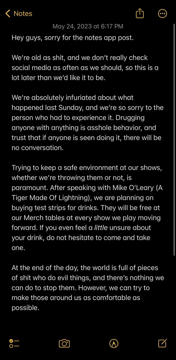 Our shows are not a place for you to drug anyone. Choke and die, please.
