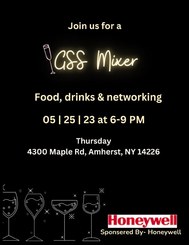Join us for our GSS Mixer at 6 pm on Thursday, 5/25 at the Anchor Bar on Sheridan for dinner and conversations with your chemistry peers!
