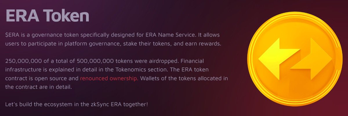 era_domain's tweet photo. Get to know ERA Name Service closely 👇

1️⃣ ERA Name Service was launched the same week zkSync Era was released on Mainnet.
2️⃣ Unlike its potential competitors, its contract is open-source.
3️⃣ It stores all user information on the blockchain. 

🧵 https://t.co/DS45qyH97C