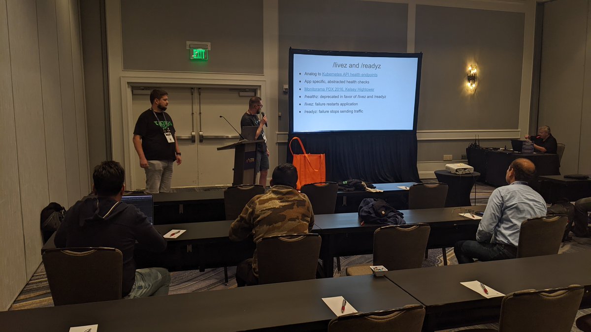 Former colleagues Peter and Robert presenting stateful K8 at @TigrisData at #perconalive