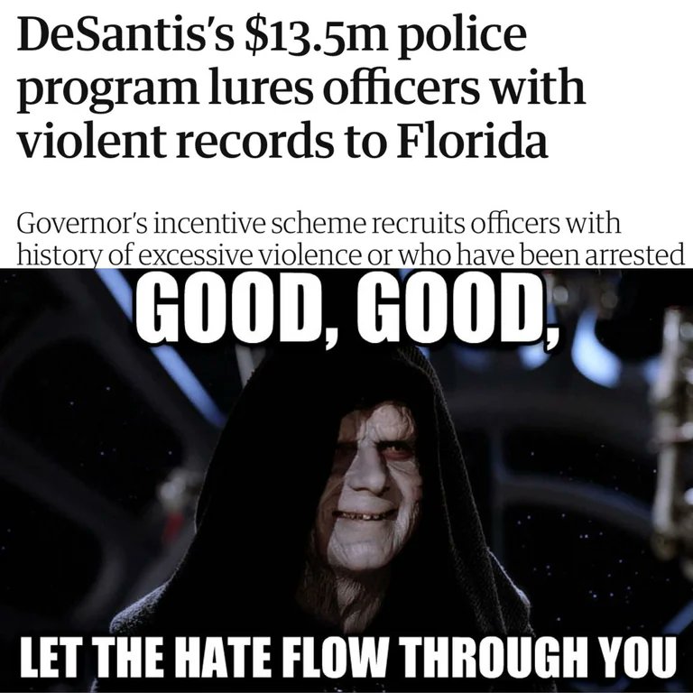 ColoradoIndepe1's tweet image. Looks to me like @RonDeSantis and the @FloridaGOP are building a brownshirt/nazi SS force from scum who  have no morals and thrive on hate and violence.

Welcome to florida. #ShitHoleState supreme.