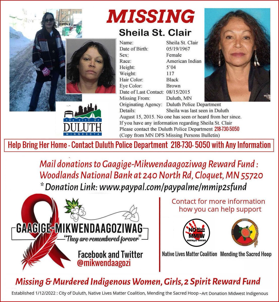 tinyurl.com/mikwendaagozi
Gaagige - Mikwendaagoziwag MMIWg2S Reward Fund
<a href="/cityofduluth/">City of Duluth, MN</a>