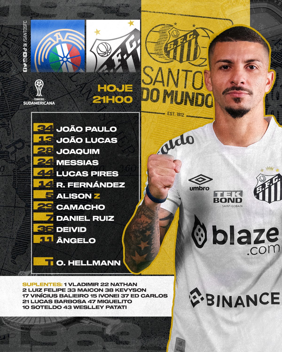 Santos FC on X: SANTOS ESCALADO! 📋  / X