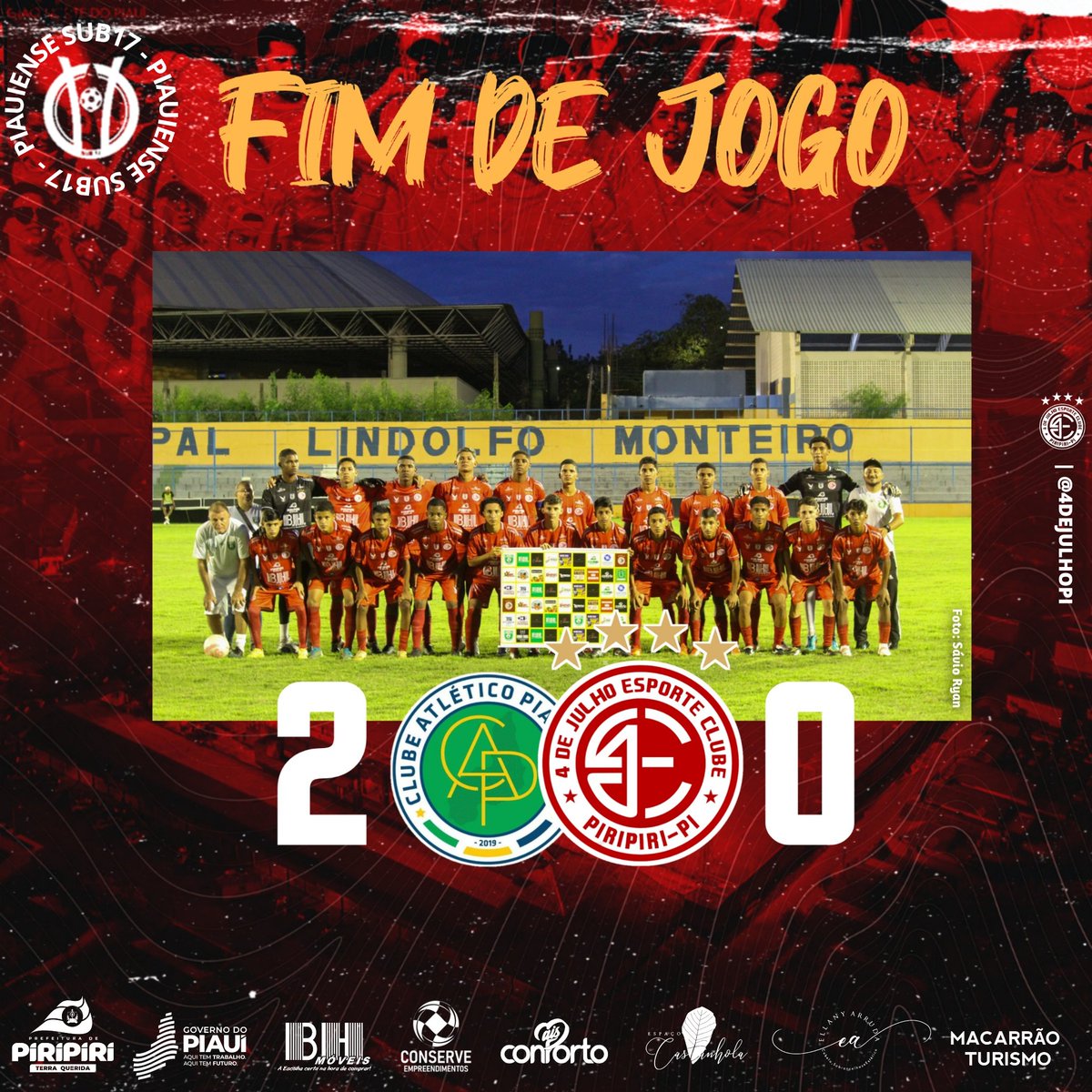 Fim de Jogo!

Colorado sofre o revés por 2x0 para equipe do CAP, no estádio Lindolfo Monteiro, pela segunda rodada do Piauiense Sub17.