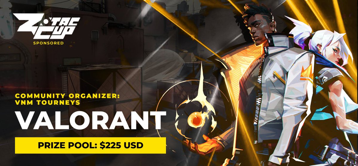 #VALORANT Gamers | <a href="/ZotacCup/">ZOTAC CUP</a> x <a href="/vnmTourney/">VNM Tourneys</a>

🏟 5v5
💰 $225 USD Cash Prize
💯 FREE to join
⏰ 3:00pm ET

Sun, May 28 - North America
bit.ly/ZOTACxVNMValor…

Share with your friends &amp; foes 🧡
Define your legacy!

#VeNomNews #vnmValorant #vnmFAM

<a href="/OLTRTs/">OLTRTs</a>