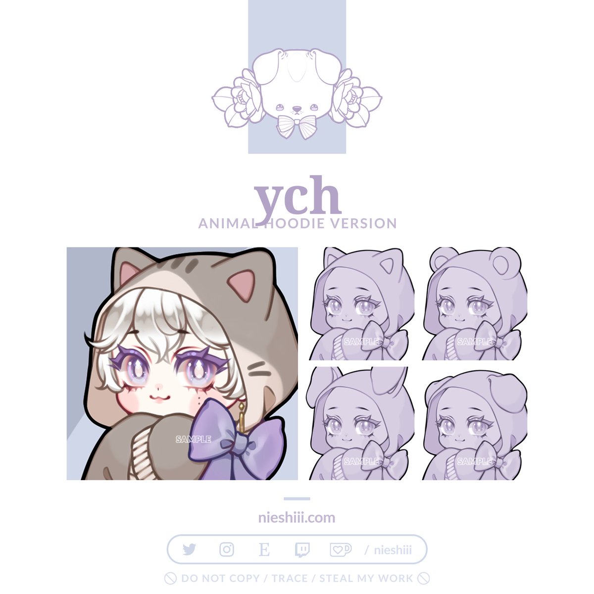 🌸 ko-fi.com/nieshiii/commi… 🌸

5 slots open for this commission style ^o^

#ychcommissions #artcommissions #iconart #icon #yourcharacterhere #digitalart #chibiart #cuteart #vtuber #originalcharacter #ocart #emoteartist #emotes #twitchstreamer