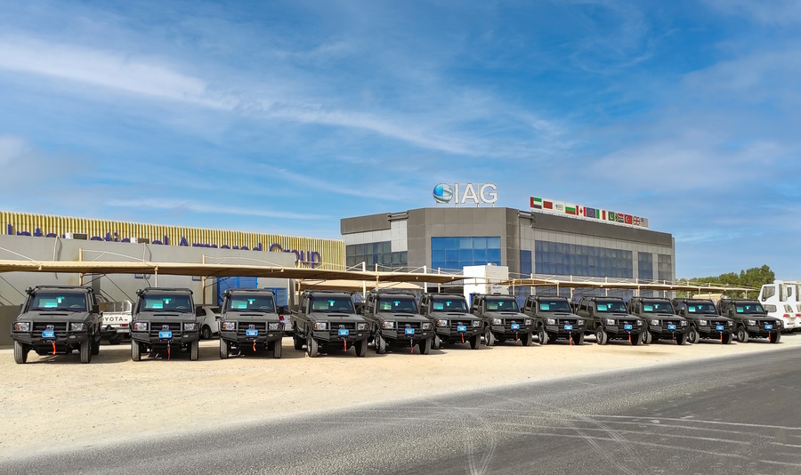 Fleet of #IAG's #Armored #Toyota #LandCruiser 79 series trucks ready to be delivered to the end user. #interarmored #toyotalandcruiser #TLC #tlc79series #landcruiser79 #armoredvehicles #armoredpickuptrucks #pickuptruck #tacticalvehicles #logistics #transportation #vehicledelivery