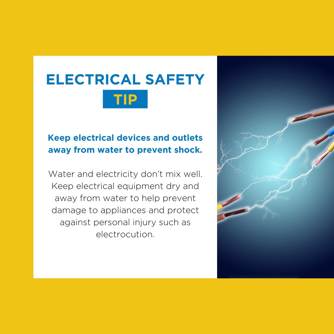 Never touch electrical devices with wet hands or while standing on a wet surface. Stay safe and dry!🤚🚫💦

#MrElectric #Neighborly #ElectricalSafetyMonth #ElectricalSafety #HomeSafety