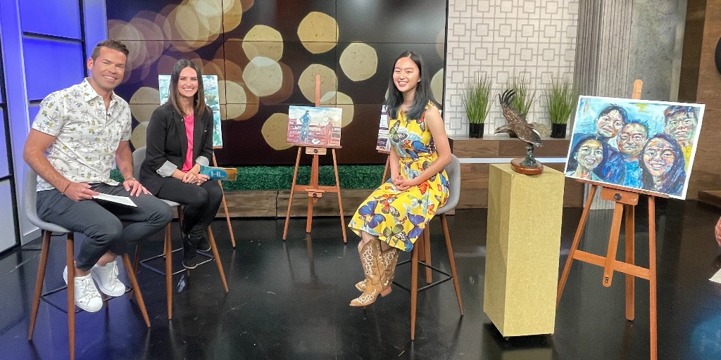 🦅🎥🤩Dawson High School senior Faith Victoria Ni appeared on Houston Life this morning, May 24, for 'Grad Week.' They showcased her artwork, including her large art installation, now part of her school!
Check out Ni's segment:  ow.ly/OWzK50Ow4Ih

#BuildPearlandProud