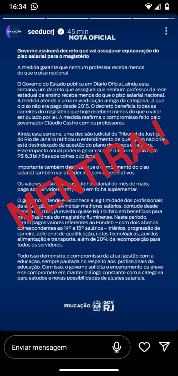 mapoliv2001's tweet photo. Chega de mentiras @claudiocastroRJ 
#pisonoplanodecarreirarj https://t.co/qlAfDXZ4C4