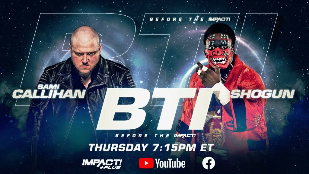 Tomorrow night on #beforetheimpact, @TheSamiCallihan will be in action against Shogun in a very ring.

Watch it on YouTube at 7:15pm.

@IMPACTPlusApp 
@IMPACTWRESTLING