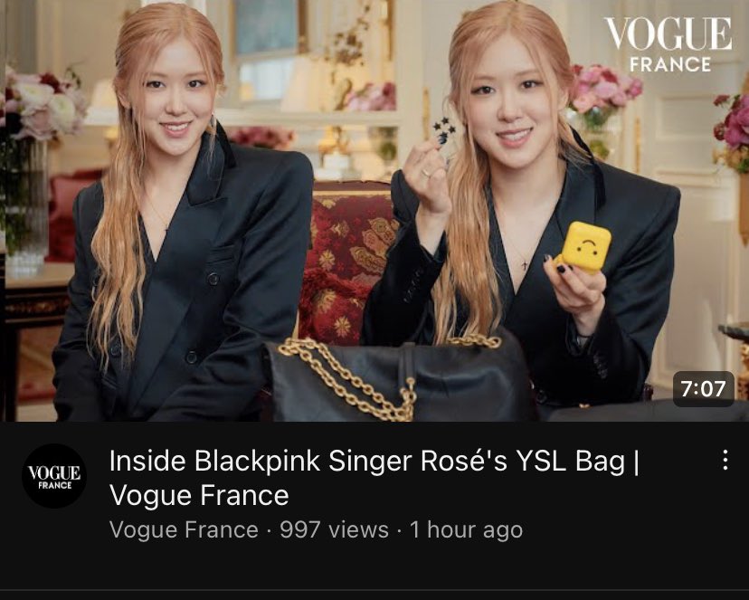 Info Rosé on X: What's inside Rosé YSL bag? Check out in the new Vogue  France video with Rosé!✨🖤  #ROSÉ #로제   / X