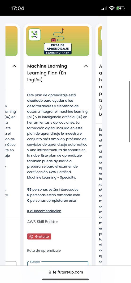 Chiquis no se si vieron que CINDE está ofreciendo cursos gratuitos de AWS (en ingles y en español) mediante la plataforma de future up, compartan esta info! Aqui no gatekeepeamos conocimientooo. yo me meti a este vean :