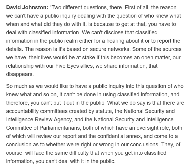 timethief's tweet image. What part of none of the highly classified material on #foreignelectioninterference can be shared with the public via a public inquiry or any other means are people not getting?  SMH

ctvnews.ca/politics/in-hi…