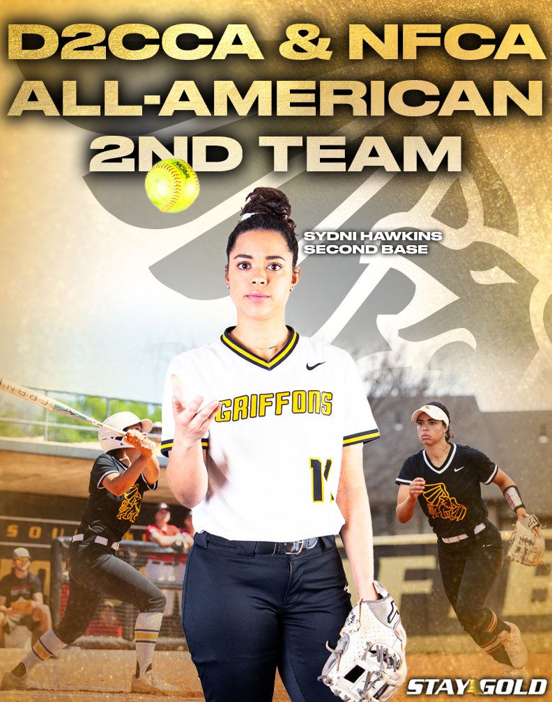 She can't be stopped! 

For the second time in her career, Sydni Hawkins (<a href="/sidkneehawkins/">syd</a>) is both a D2CCA and NFCA All-American!

📰 — bit.ly/3q4udUh

<a href="/GriffonSoftball/">Griffon Softball</a> | #StayGold🔔
