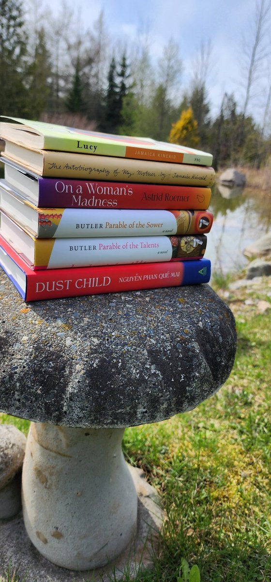 Recent additions to the bookshelf #Lucy #theautobiographyofmymother #onawomansmadness #parableofthesower #parableofthetalents #dustchild #readwidely #booklover #readcaribbean #translatedlit #aapireads #fantasyreads