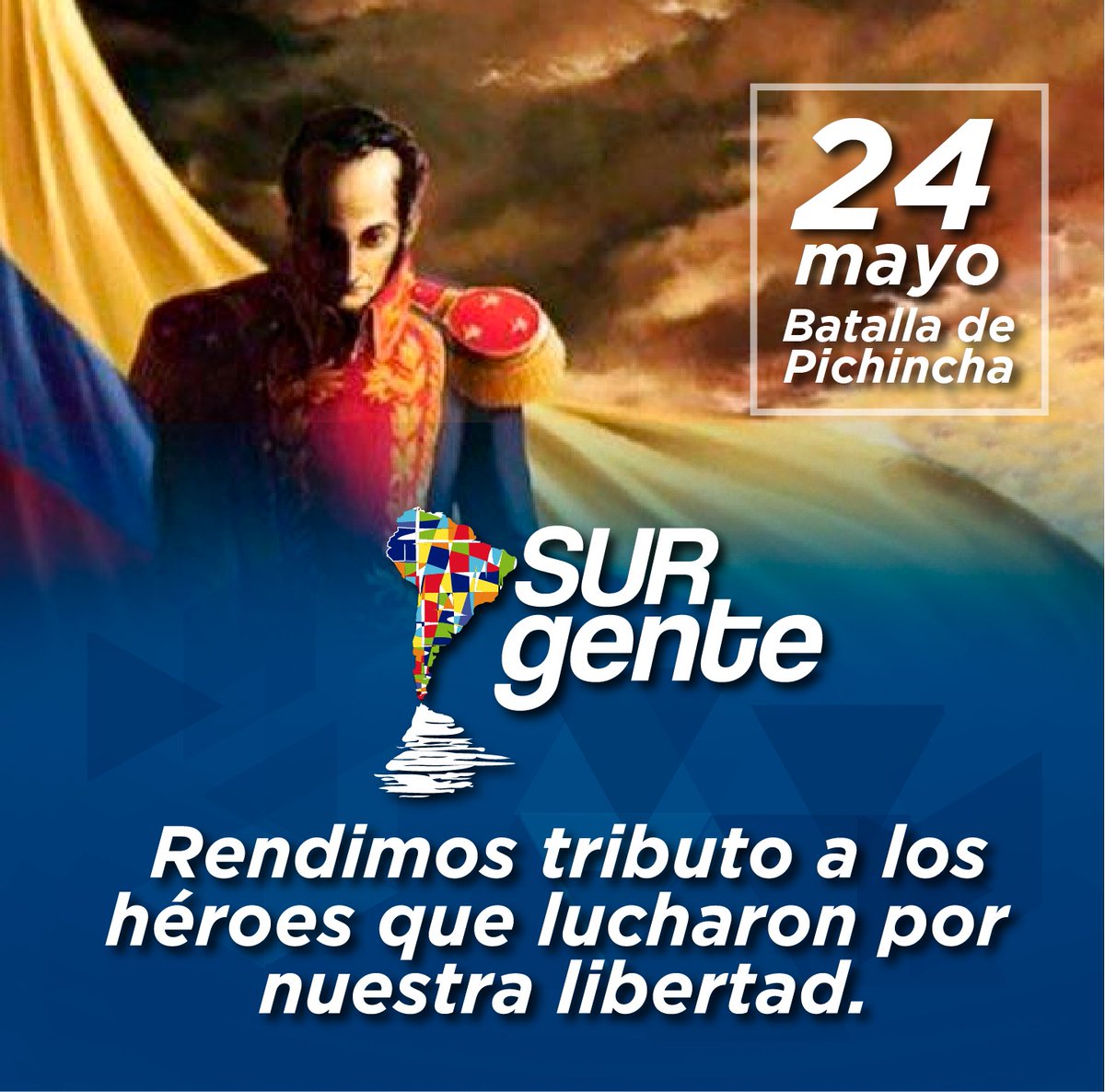 Este #24DeMayo se conmemora 201 años de la gesta histórica que marcó la libertad y el nacimiento de nuestra República. 💛💙❤ La #BatallaDePichincha es un hito de patriotismo y valentía para el #Ecuador. 🇪🇨