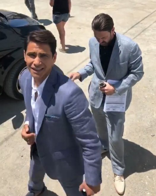 JuttaFreudig's tweet photo. #MusketeersEurope Five years ago, May 2018 in #Málaga 🇪🇸 Luke and Dougray checking their suits for final scenes 😍 #BehindTheScenes on set #Snatch S2ep10 - #LukePasqualino #lucapasqualino #AlbertHill #DougrayScott #VicHill #ÚrsulaCorberó #Ines #ThrowbackThursday https://t.co/PSnPP0Kawy