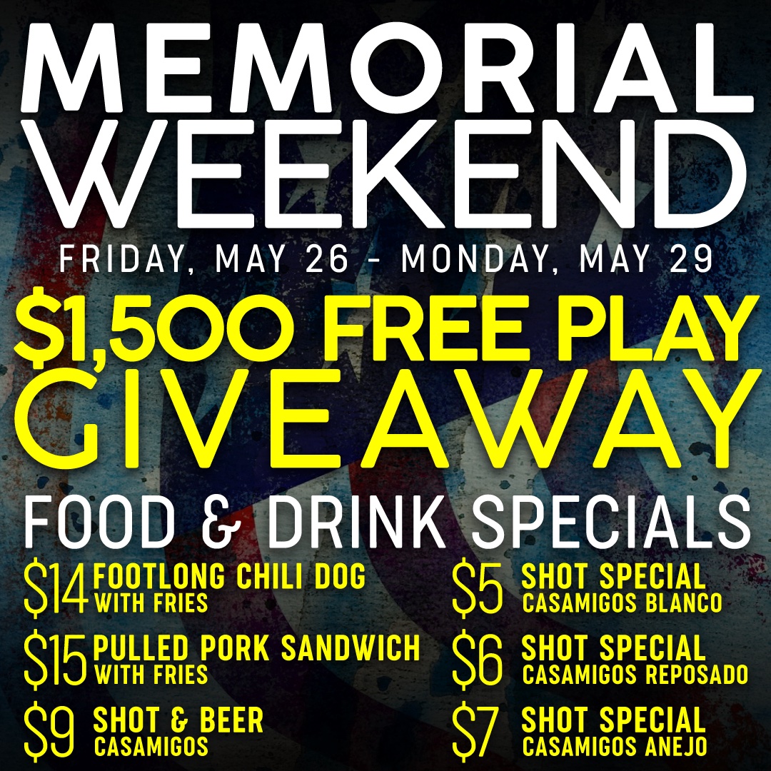 WSKYbarandgrill's tweet photo. Memorial Day is on its way!! Don't forget to stop by @wskybarandgrill and grab your share of our $1,500 #FREEPLAY giveaway!! ๐๐บ๐ธ๐ฐ
#giveaway #gaming #freeplaygiveaway #food #drinks #deals #cocktailsandconversations #wsky https://t.co/Q7041YBzIM