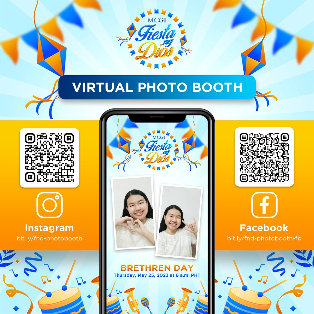 mcgidotorg's tweet photo. Join the festivities of the MCGI Fiesta ng Dios: Brethren Day and make some meaningful memories.

Use our virtual photo booth, capture your excitement, and share the happiness with the hashtags: #MCGIFiestaNgDios and #MCGIBrethrenDay.

Thanks be to God! https://t.co/gbbRaziGzk