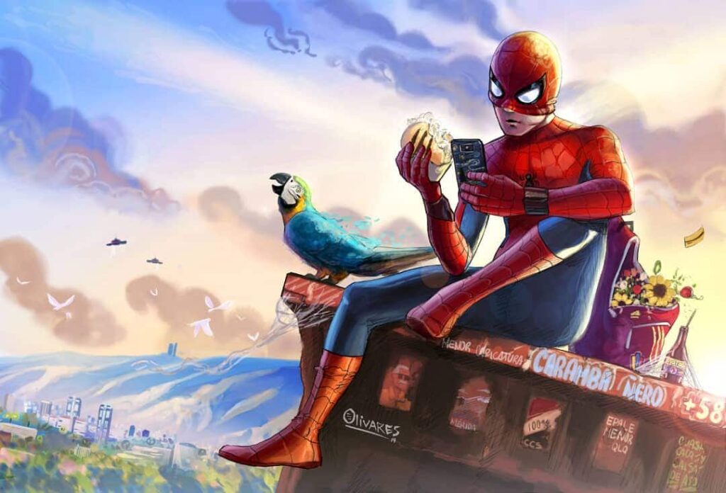 Olivarescfc's tweet photo. Este tweet se cita con un dibujo de Spider-Man, empiezo yo:

(Estaré dando like y RTa sus dibujos) https://t.co/IbhNVLt0BC