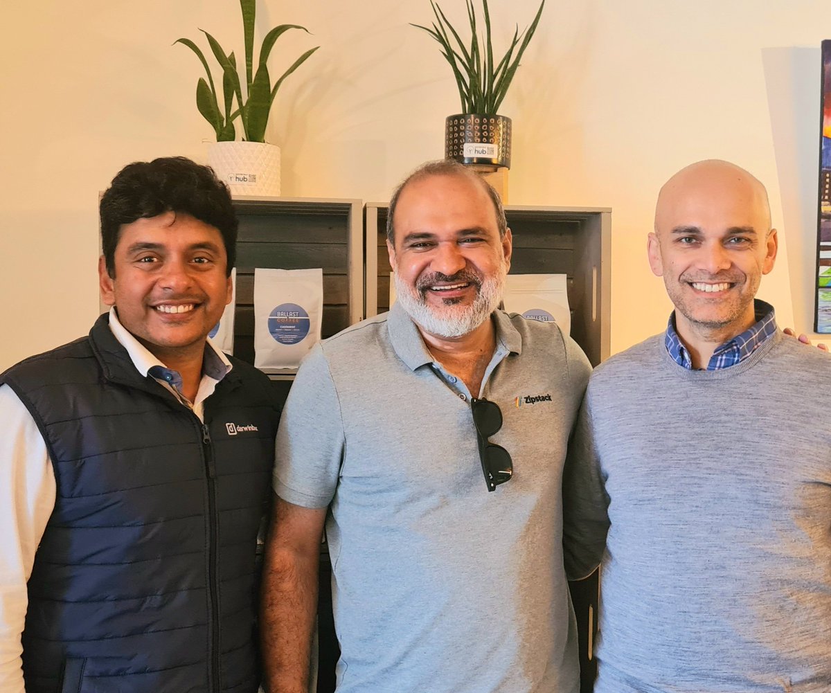 dkhare's tweet photo. Catching up with @shuveb of @ZipstackHQ and @chennamaneni of @thedarwinbox in San Francisco.
#Infra and #SaaS💪🏽 
@lightspeedindia https://t.co/jCpKm8izKa