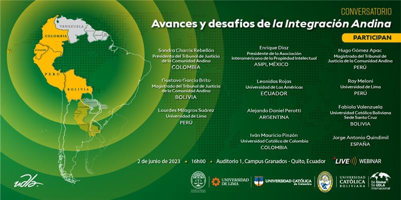 #DerechoUDLA te invita al conversatorio "Avances y desafíos de la integración Andina", un espacio en el que expertos internacionales abordarán los aspectos más importantes alrededor del tema.

¡Te esperamos!

🗓️2 DE JUNIO
🕐16:00
📍Auditorio 1, campus Granados <a href="/UDLAEcuador/">UDLA Ecuador</a>.