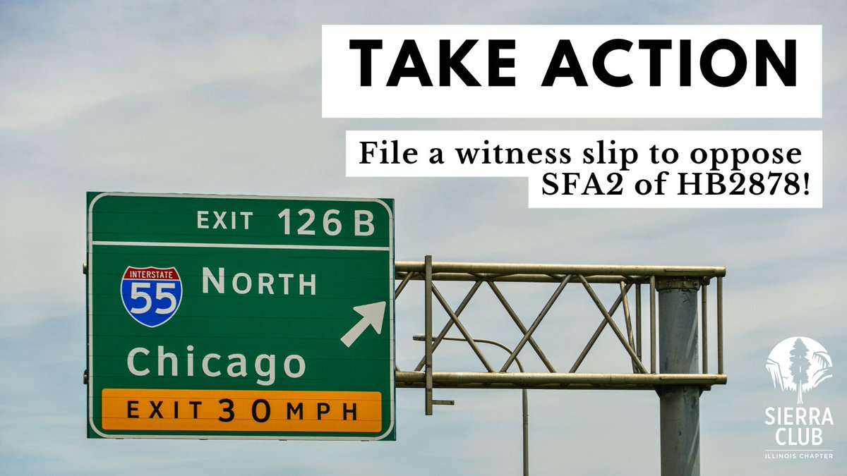 🚨ALERT: HB2878, the bill that gives broad permission for public-private funding of large transportation projects like I-55 widening, will be heard in the House Executive Committee at 8:30am TOMORROW. #NoToI55Emissions

File a witness slip to OPPOSE SFA2➡️
my.ilga.gov/WitnessSlip/Cr…