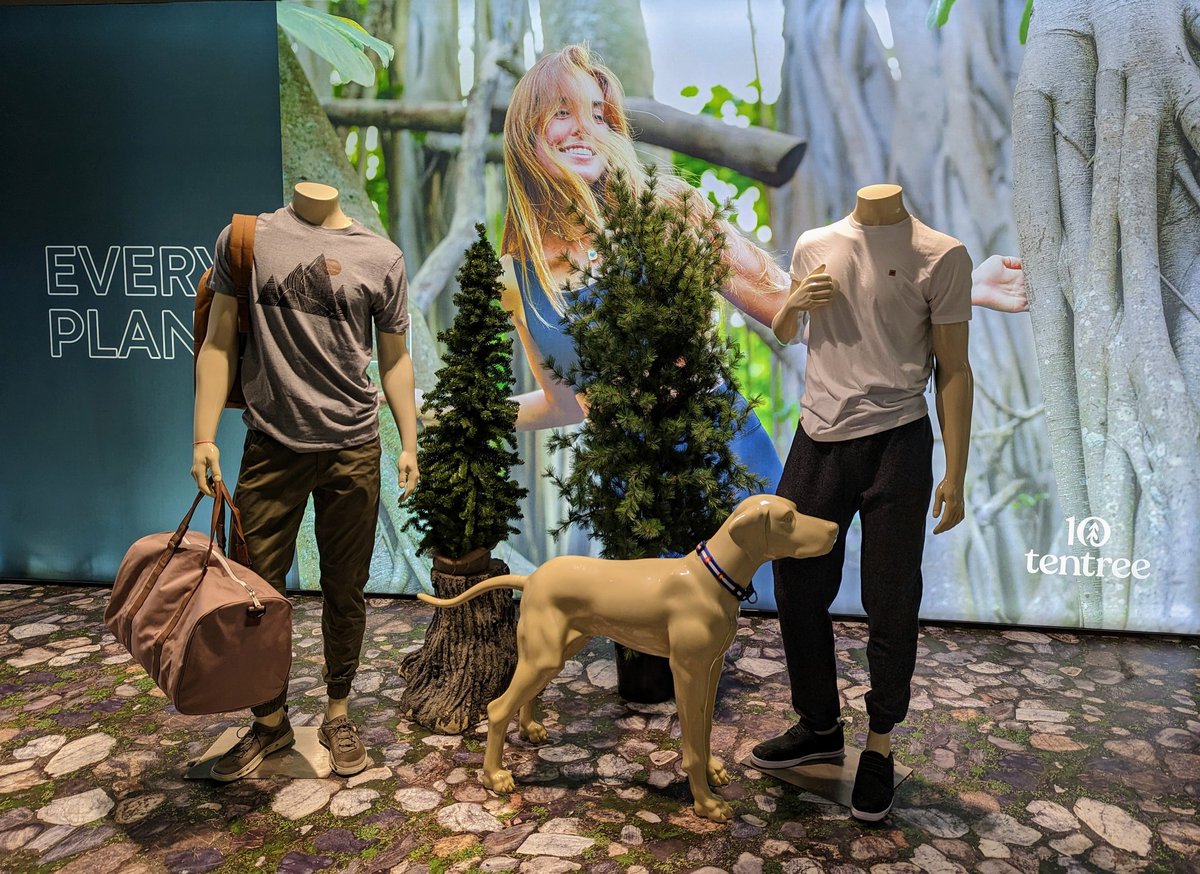 The addition of the dog makes this clothing display deeply creepy. They should have omitted the dog or the dog's head. <a href="/tentree/">tentree</a>