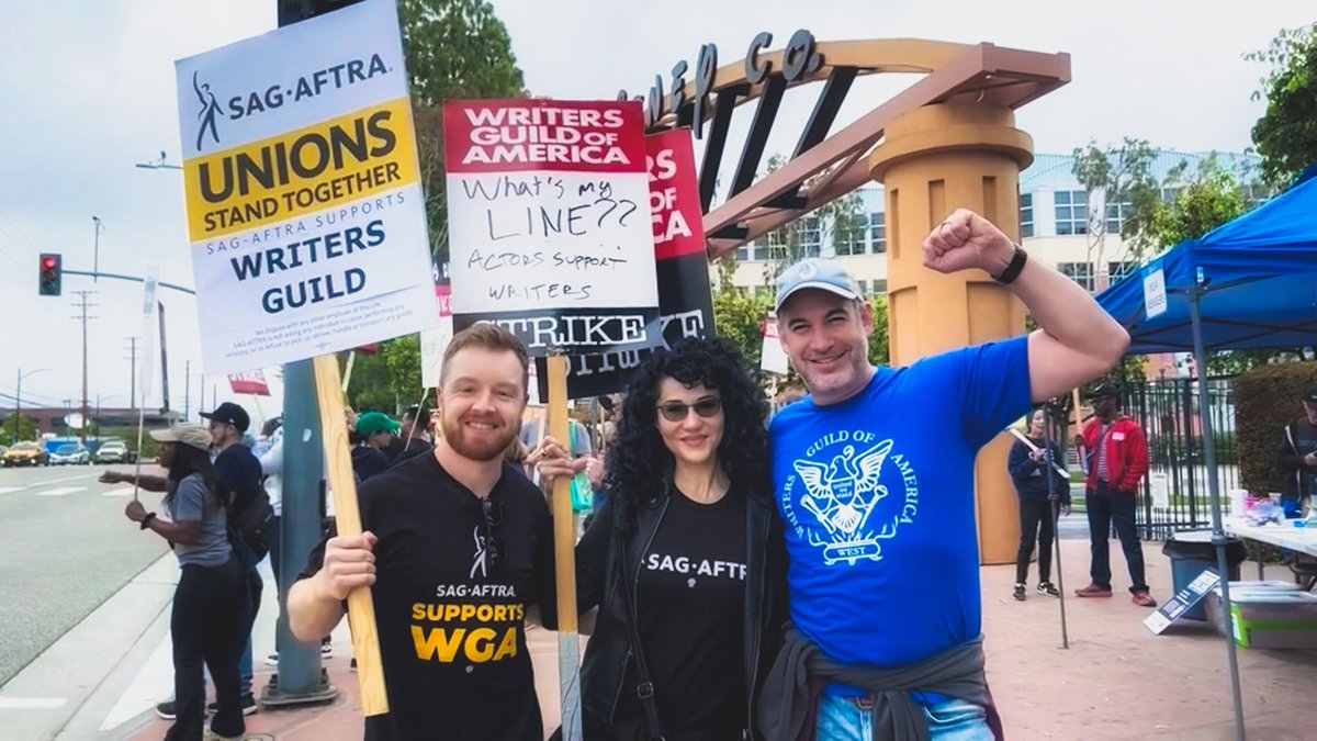 In #solidarity on the picket line with the #WGA fighting for fair contracts! Without writers, we really don't have anything.