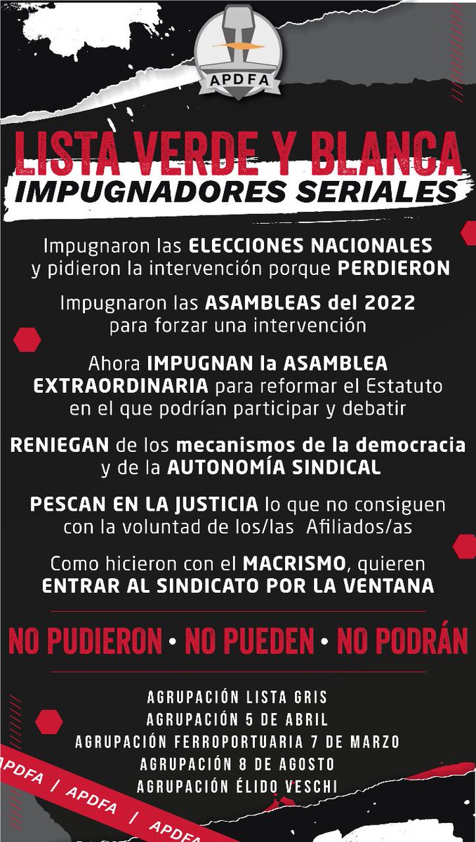 apdfanacional's tweet image. Las diferentes agrupaciones y afiliados del Pais nos hacen llegar su opinión sobre la Independencia sindical y su negativa a las tendencias intervencionistas de ciertos sectores. 
@ApdfaAdrian
@MinTrabajoAR
@MindeTransporte 
@APDFApuertosOK 
@JApdfa