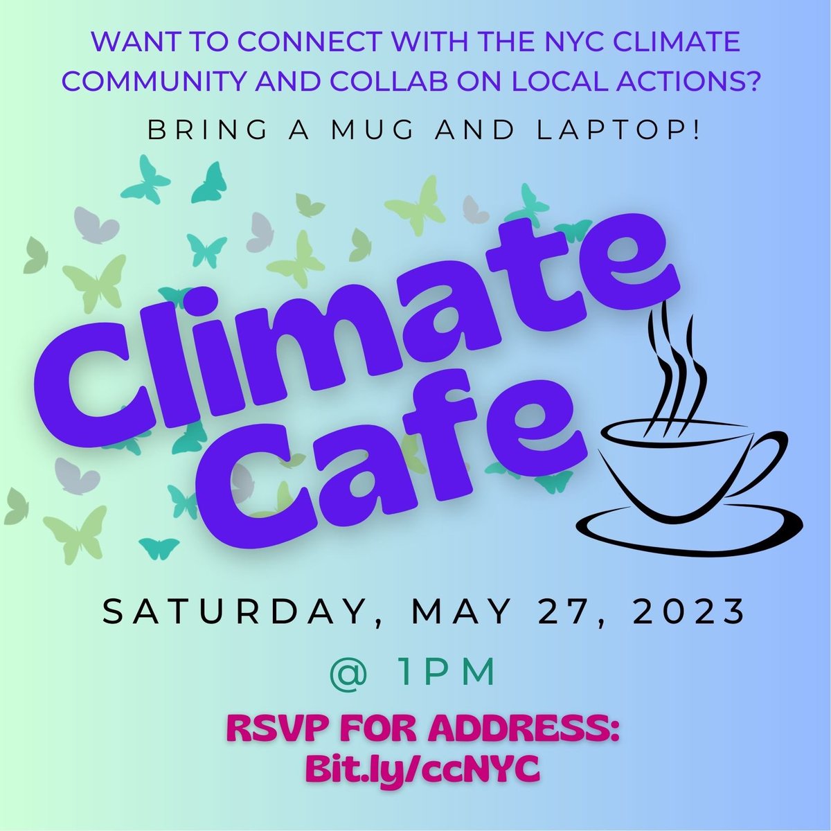 gianna_plum's tweet photo. Come to our next Climate Cafe this Saturday in Brooklyn! It’s a space to talk #climate feels and solutions and collab on local actions! ☕️

RSVP: https://t.co/QtJAymjXMB https://t.co/9HR0LjljIE