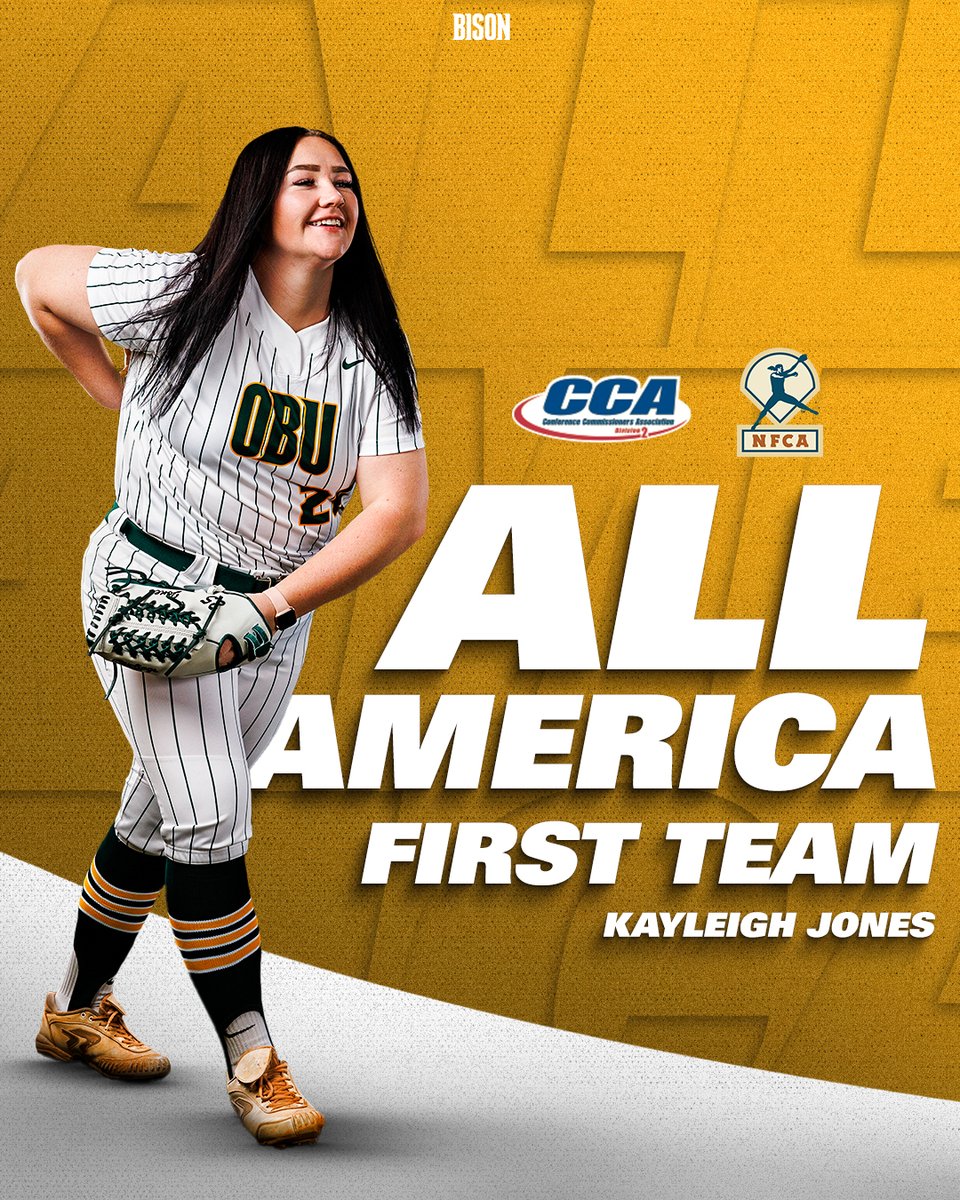 OBU Softball (@obu_softball) on Twitter photo 🇺🇸FIRST TEAM ALL AMERICA🇺🇸
Kayleigh is the first Bison in school history to earn All America honors from the <a href="/d2cca/">Division II CCA</a> & <a href="/NFCAorg/">National Fastpitch Coaches Association</a>
#OnToVictory 🇺🇸FIRST TEAM ALL AMERICA🇺🇸
Kayleigh is the first Bison in school history to earn All America honors from the <a href="/d2cca/">Division II CCA</a> & <a href="/NFCAorg/">National Fastpitch Coaches Association</a>
#OnToVictory