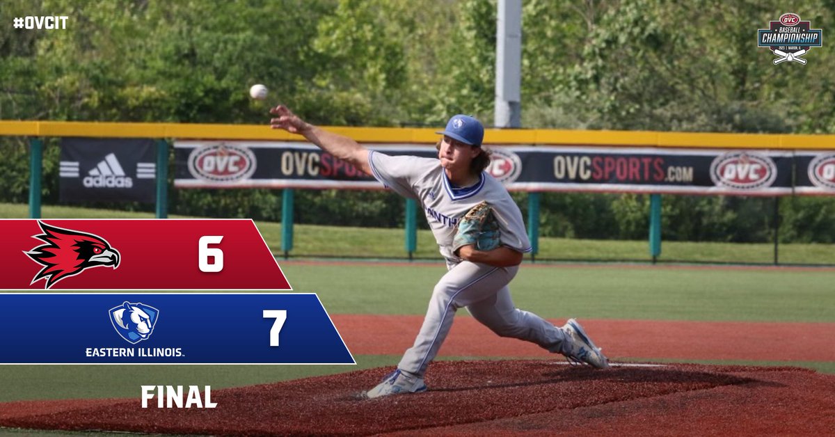 FINAL No. 5 @EIU_Baseball - 7 No. 4 SEMO - 6 Grant Lashure: 2-4, 3 RBI Zane Robbins: S, 1.1 IP, R The Panthers keep climbing with a 7-5 victory over the Redhawks! First time with two wins in the OVC Tournament since 2014! Up next: vs. No. 1 Morehead State 👀 #OVCit | #OVC75