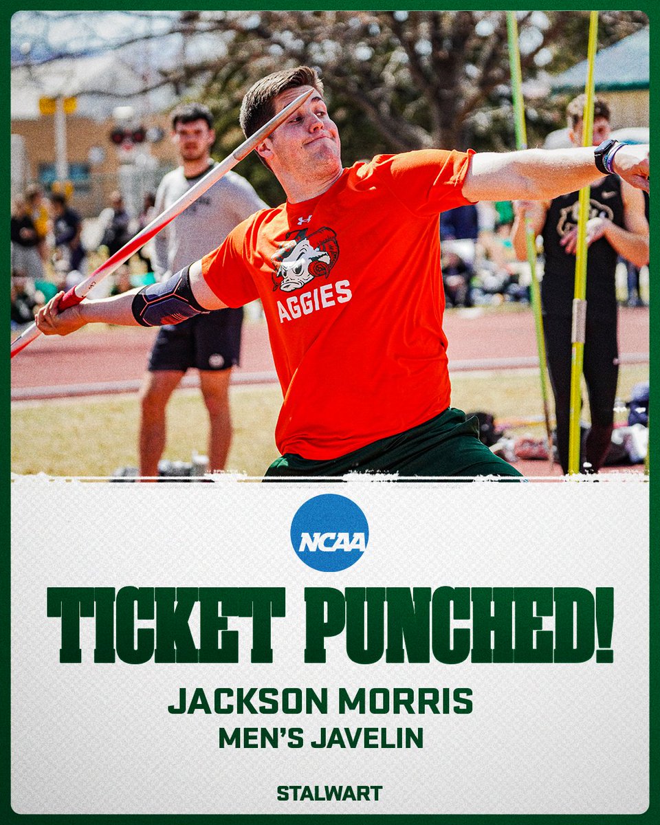 𝗧𝗜𝗖𝗞𝗘𝗧 𝗣𝗨𝗡𝗖𝗛𝗘𝗗! JACKSON MORRIS IS NCAA CHAMPIONSHIP BOUND!🎟️

With a throw of 69.59 meters in the men's javelin, Jackson placed ninth at the West Regional Meet, qualifying him for the NCAA Championship Meet in two weeks!  

#Stalwart x #CSURams
