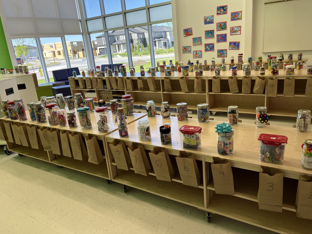Jars! Jars! Jars! is set up in the maker space and ready to go for tomorrow and Friday!! 🎉🎉So excited for the students to see all the donations brought in by our families!  Draw will be held on Friday! Thanks to school council for all their hard work! <a href="/ShingwakonsPS/">Shingwàkons Public School</a>