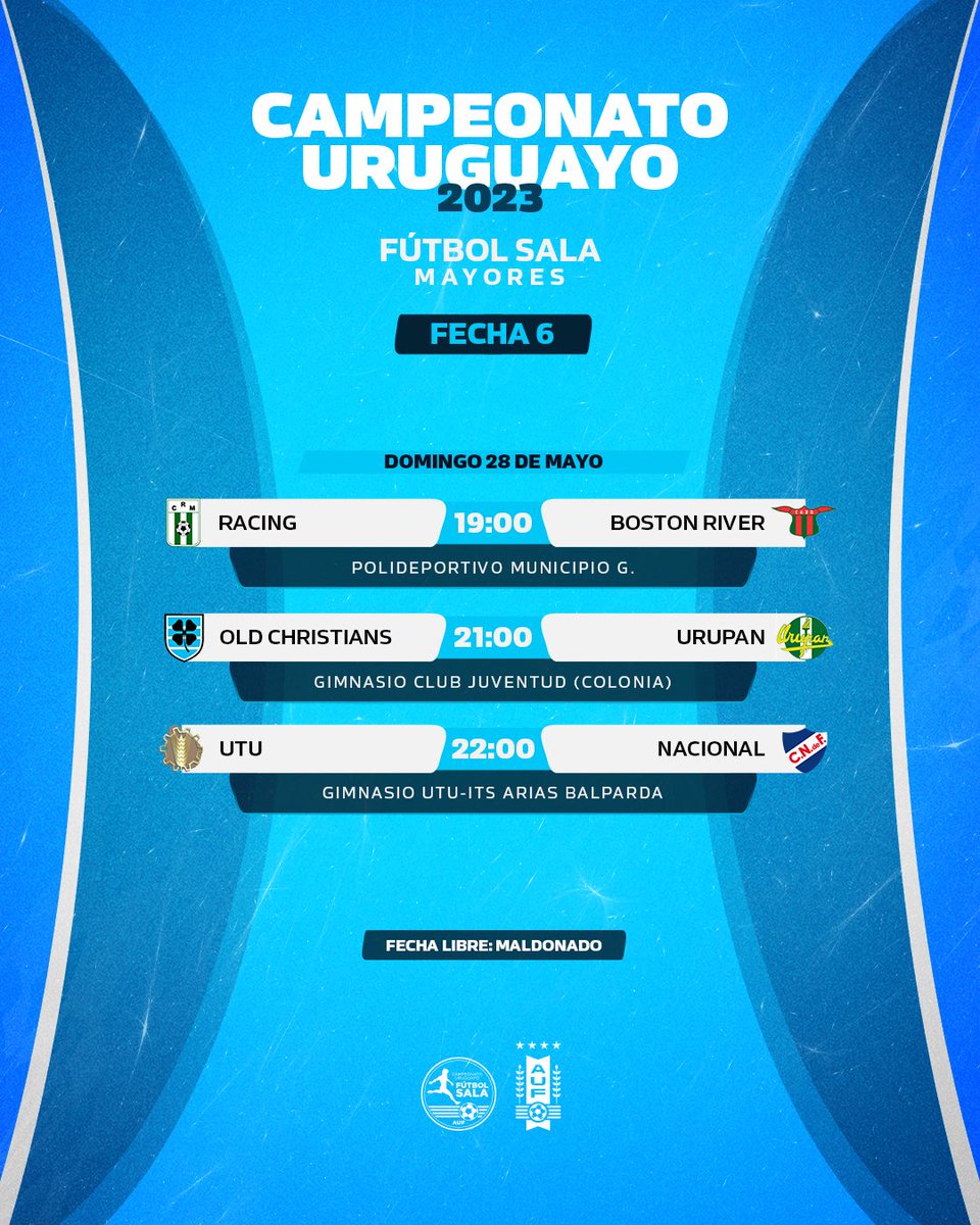 🙌 ¡𝗢𝗧𝗥𝗢 𝗙𝗜𝗡𝗗𝗘 𝗗𝗘 𝗙𝗨́𝗧𝗕𝗢𝗟 𝗗𝗘𝗟 𝗕𝗨𝗘𝗡𝗢!

Estos son los detalles de la sexta fecha del 𝘾𝙖𝙢𝙥𝙚𝙤𝙣𝙖𝙩𝙤 𝙐𝙧𝙪𝙜𝙪𝙖𝙮𝙤 𝙙𝙚 𝙁𝙪́𝙩𝙗𝙤𝙡 𝙎𝙖𝙡𝙖. 

#𝐒𝐚𝐥𝐚𝐔𝐫𝐮𝐠𝐮𝐚𝐲𝐨