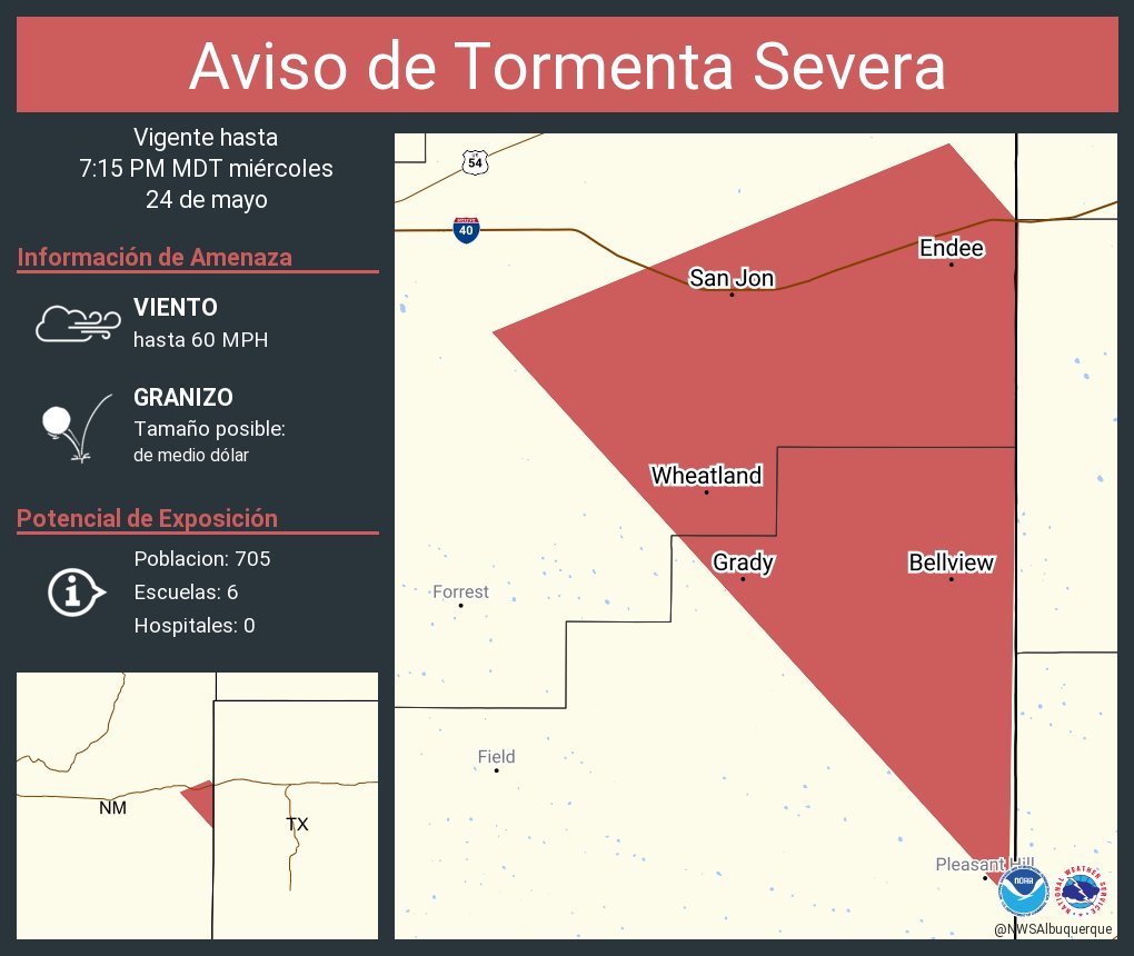 NWS Albuquerque on Twitter "Aviso de Tormenta Severa incluye San Jon