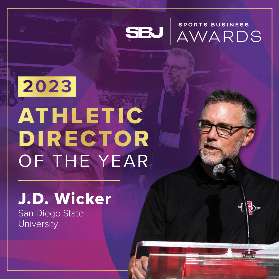 SBJ's tweet photo. J.D. Wicker led the process to get the new $310M Snapdragon Stadium to the finish line last season 🏟

Athletic Director of the Year: J.D. Wicker

#SBJAwards | @GoAztecs https://t.co/lDZ9KTPGai