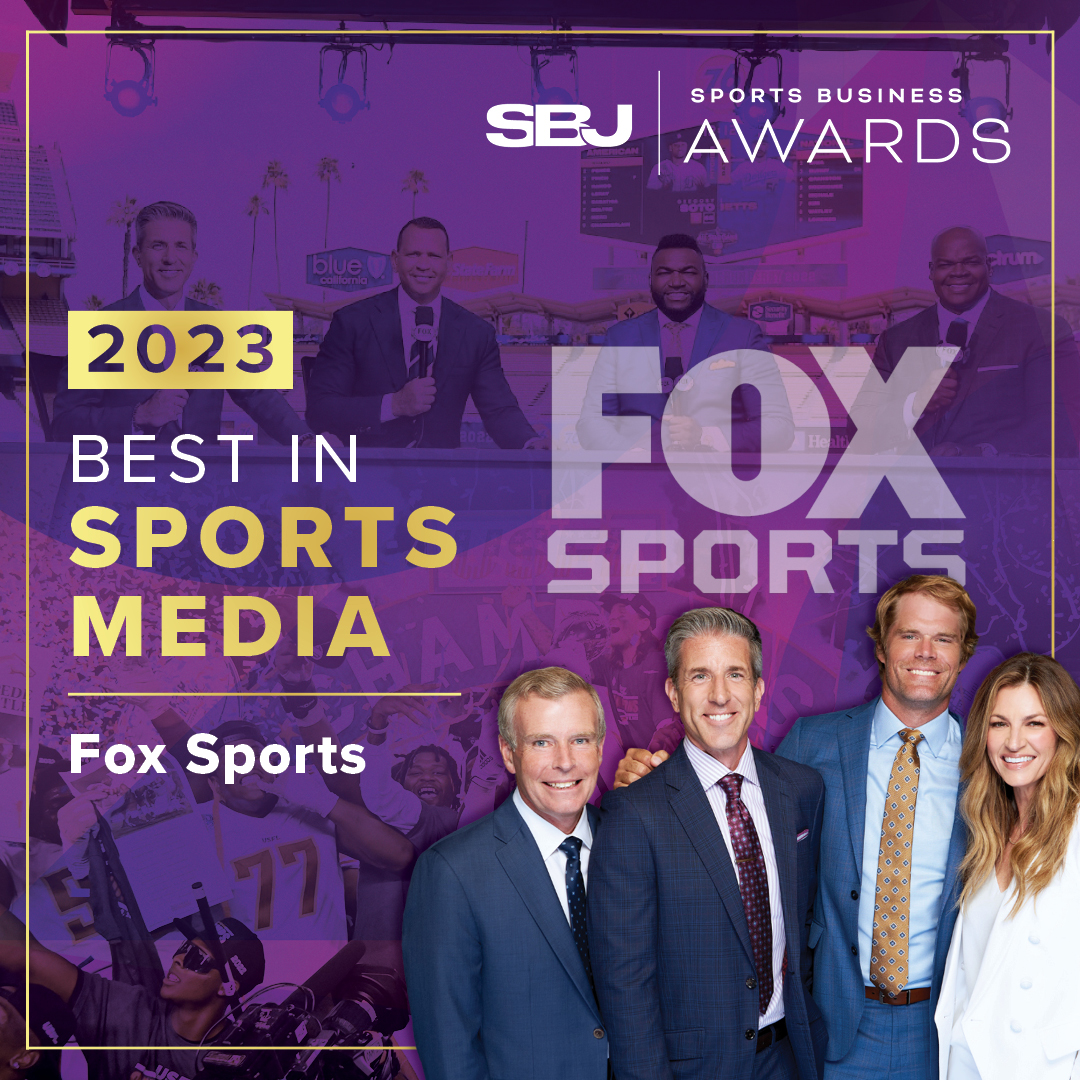 SBJ's tweet photo. The biggest U.S. sports events were on Fox Sports, from the World Series to the FIFA World Cup to the Super Bowl 📺

Best in Sports Media: @FOXSports 

#SBJAwards https://t.co/tbSaloW266