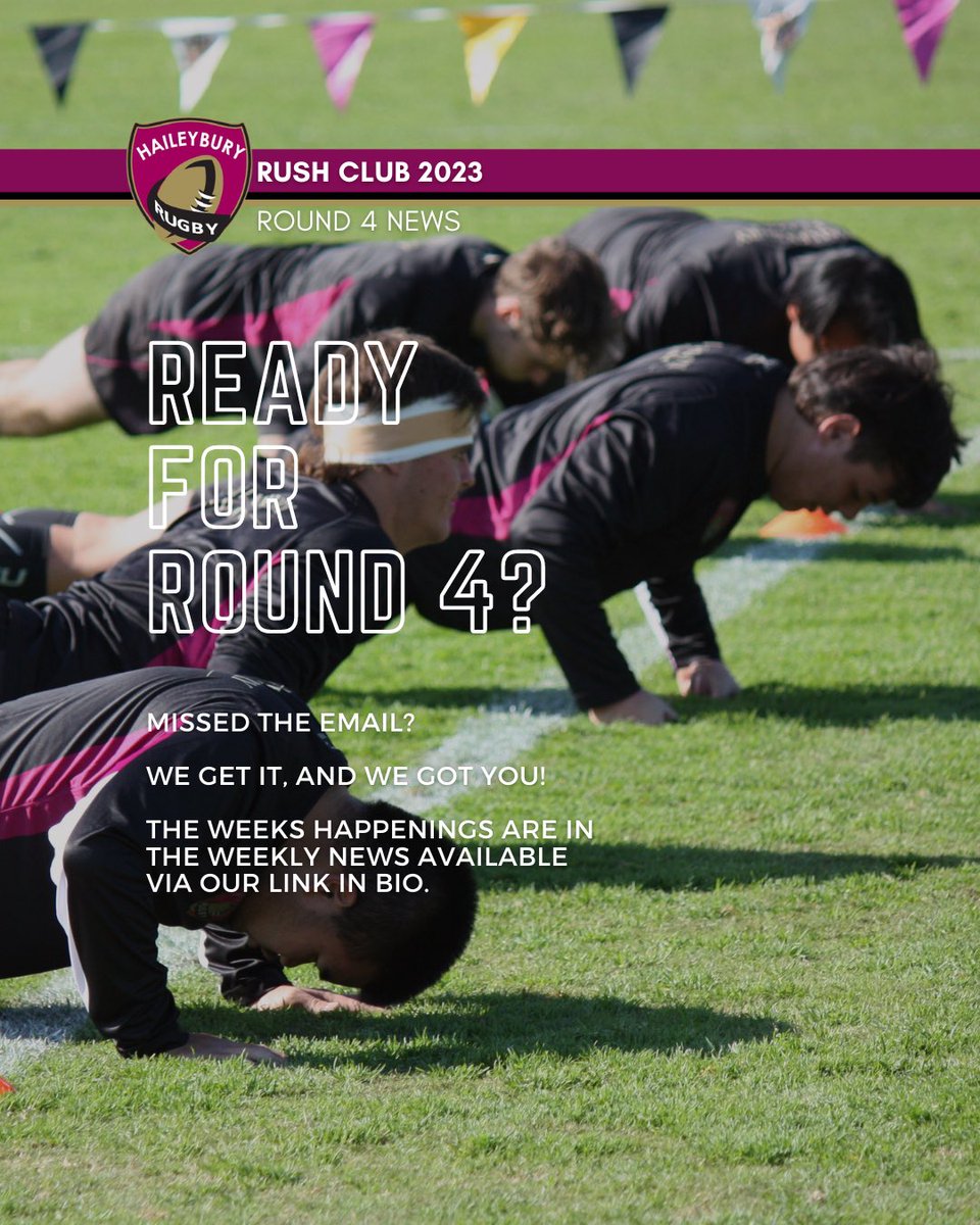 hy_Rush_Club's tweet photo. 🙋🙋♀️🙋♂️ Ready for Round 4?
Missed the email? We get it and we got you!
The weeks happenings are in the weekly news, available via https://t.co/5fjItZnzUs
#HaileyburyRugby #RushClub23 https://t.co/l99kKmlXiZ