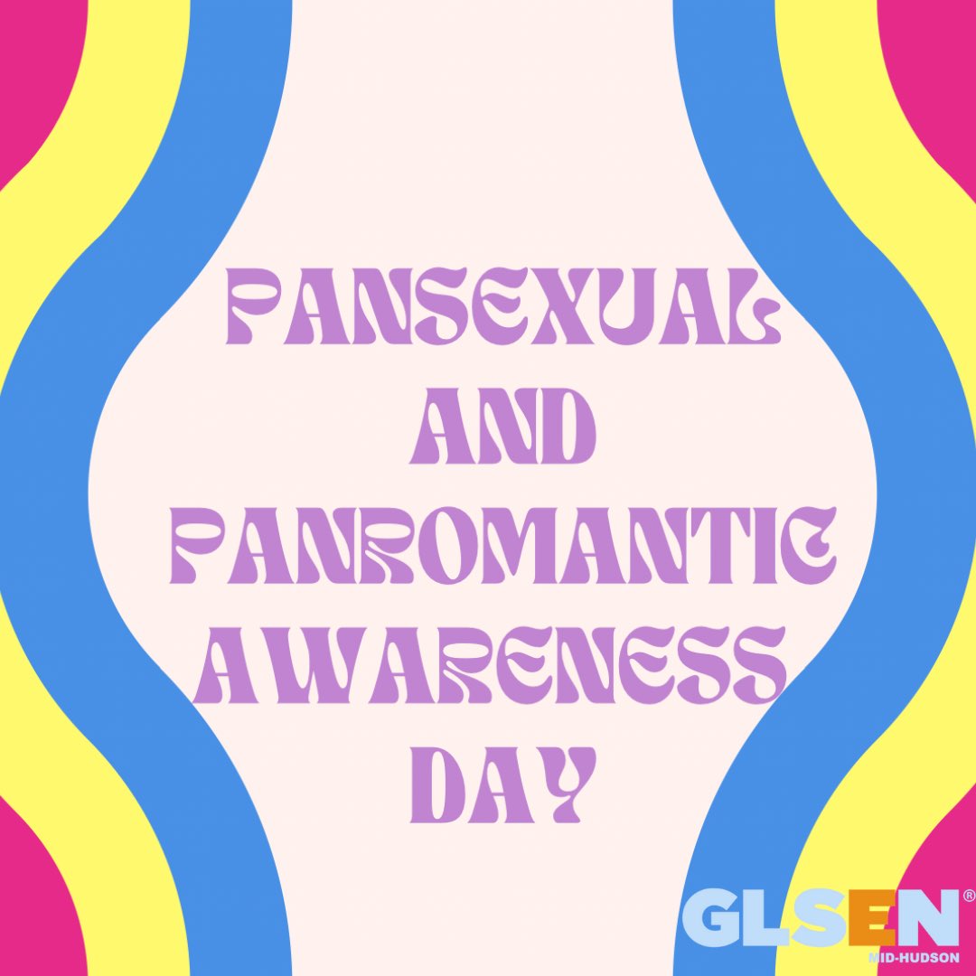 Today is Pansexual and Panromantic Awareness Day. Pansexual and Panromantic is the sexual and romantic attraction to people regardless of their gender. People of any gender identity may identify as Pansexual and/or Panromantic. 

🩷💛🩵Check out the resources link in bio!
#GLSEN