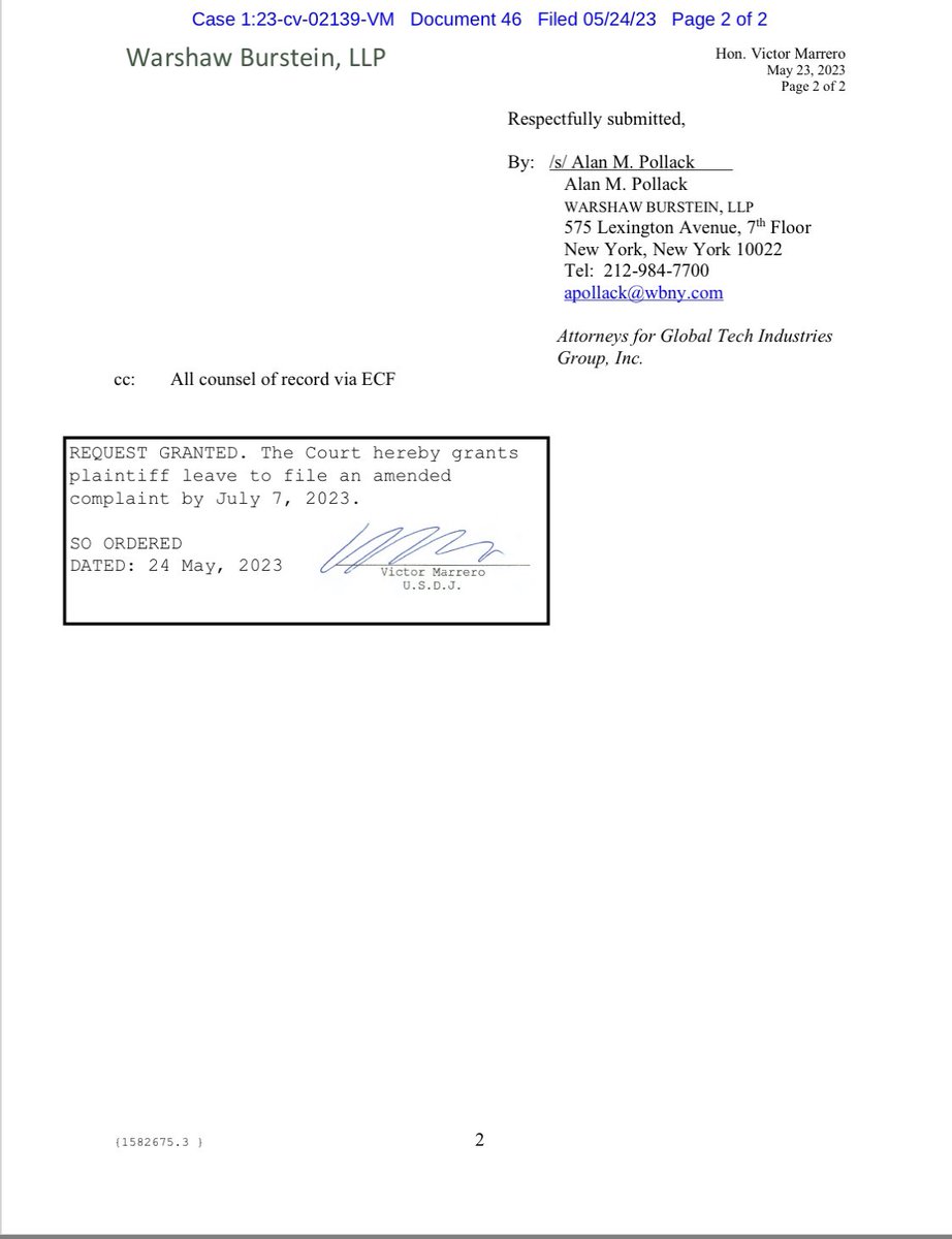 kshaughnessy2's tweet photo. Request granted. 
Judge gives #GTII counsel until July 7th to deliver what $GTII says will be a very detailed explanation of how the stock has allegedly been manipulated by the 5 big financial firms it is suing. 
Thanks for the documents @ImKingofPrussia !

@HAMShortkiller 
@WilliamPFarran1