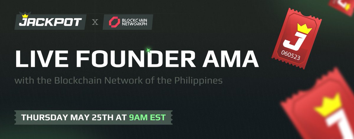 jackpotxyz's tweet image. We&apos;re hosting a live AMA tomorrow with @blockchainnph at 9am EST/9pm PHT

Would love to see you all there!