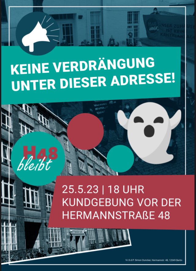 h48bleibt's tweet photo. Kommt heute 18 Uhr in die Hermannstr. 48!

Mit dabei sind @h48bleibt, @linie206, @mg_berlin, @BuendnisZRV, Queers Against Landlords, @dwenteignen, @syndikat44 und der Widerklangchor!

Lasst uns gemeinsam kämpfen! https://t.co/8T7SJ5iiNm