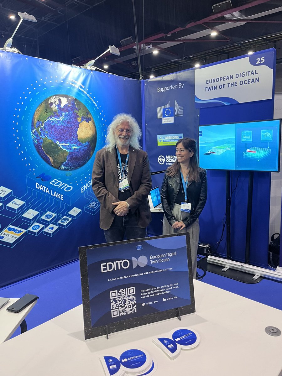 PatriciaMariaMC's tweet photo. @BlueCloudEU and the VLabs presented in the #EMD @Brest together with other projects. Great time at the EDITO Stand with colleagues. https://t.co/4YLTMGABZk