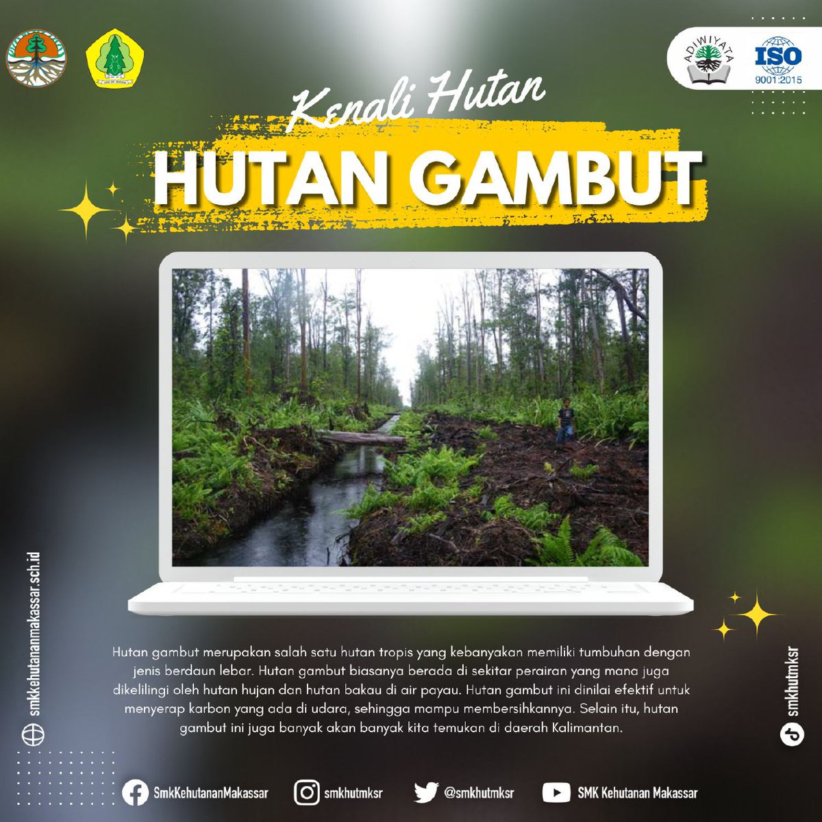 Sobat udah tau belum, apa itu lahan gambut? Kalau belum tau, yuk kita simak penjelasan di bawah!👇🏼

Sumber: youth_actkalimantan
---
Update terus informasi terkini SMK Kehutanan Negeri Makassar melalui:

Instagram: @smkhutmksr
Website smkkehutananmakassar.sch.id
 #hutanindonesia