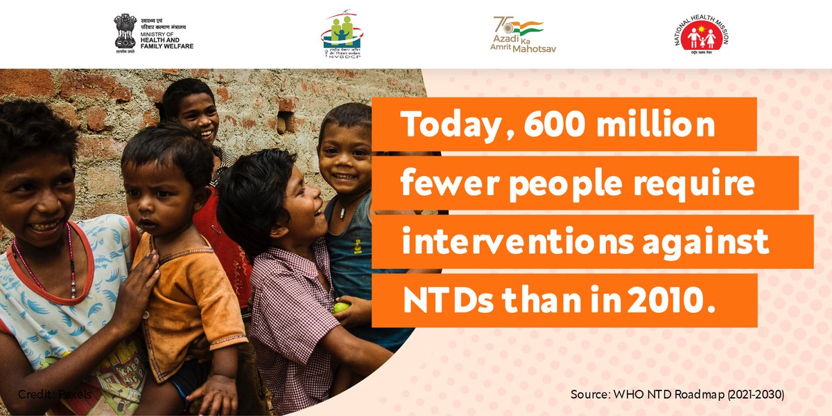 💪 We are making great strides in global health but a lot remains to be done. #WHO's roadmap against #NTDs since 2012 show 600 million fewer people now need interventions for NTDs compared to 2010. 

🟥 42 countries have eliminated at least 1 disease. 

Together we can #BeatNTDs.