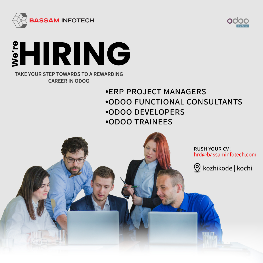 BassamInfotech's tweet image. Passionate about Odoo? 🤔 Join our team 😊
bassaminfotech.com/careers-odoo-j… 

#hiring #OdooExperts #OdooDevelopers #OdooFunctionalConsultants #OdooTrainees #CalicutHiring #OdooJobOpportunity #ERPJobs #TechTalent #SoftwareDevelopment #ITJobs #OpenSource #BusinessSoftware #OdooCommunity